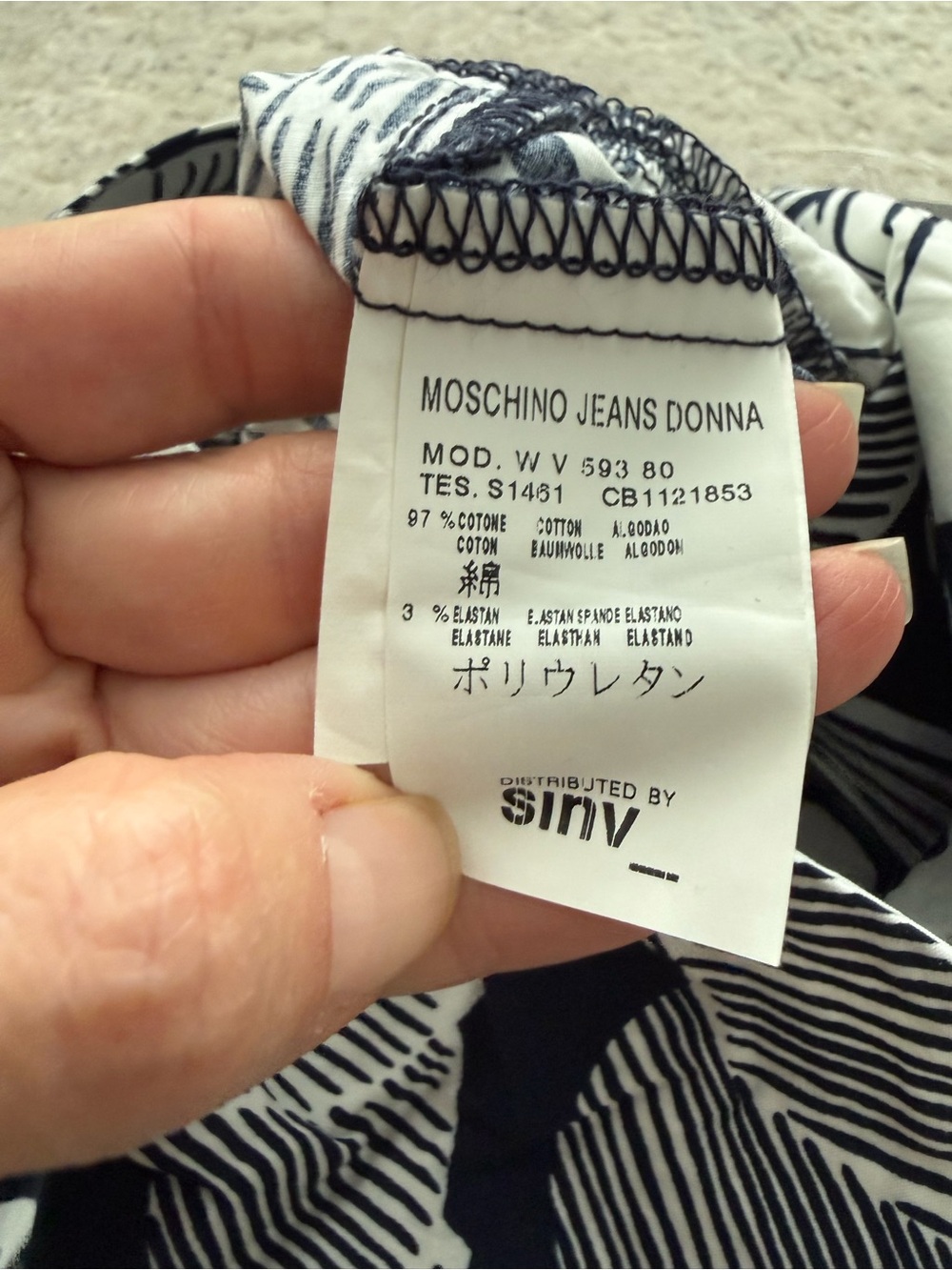 NWT Moschino Jeans Women’s Size 44 Navy White Floral Cotton Fit Flare Dress 10 - Picture 7 of 9